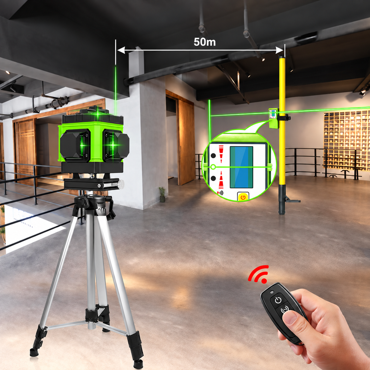 Niveau laser 3D 12 lignes vertes 360° autonivelant