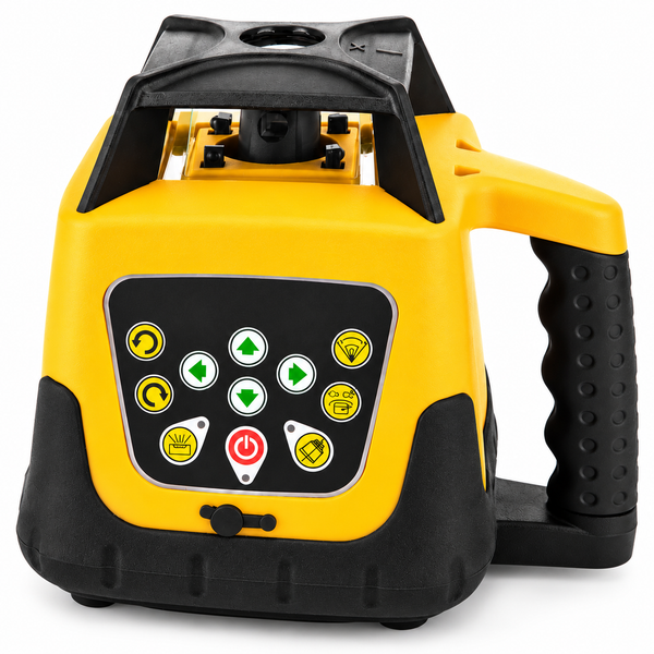 Niveau laser rotatif 360° autonivelant — vue de face sur fond blanc