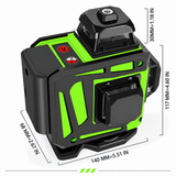 Dimensions du niveau laser 4D : 140 × 117 × 68 mm