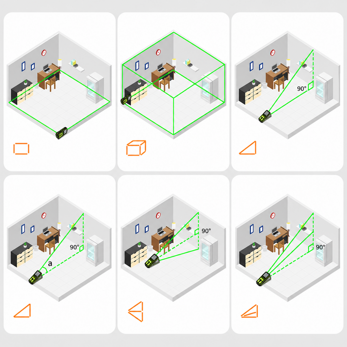 Les six modes de mesure, de la surface au calcul indirect par Pythagore